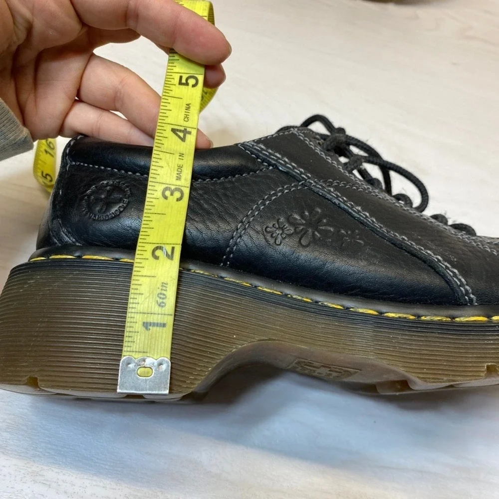 Dr. Martens Womens 7 Oxford Shoes Daisy Platform Chunky Black Leather Vintage